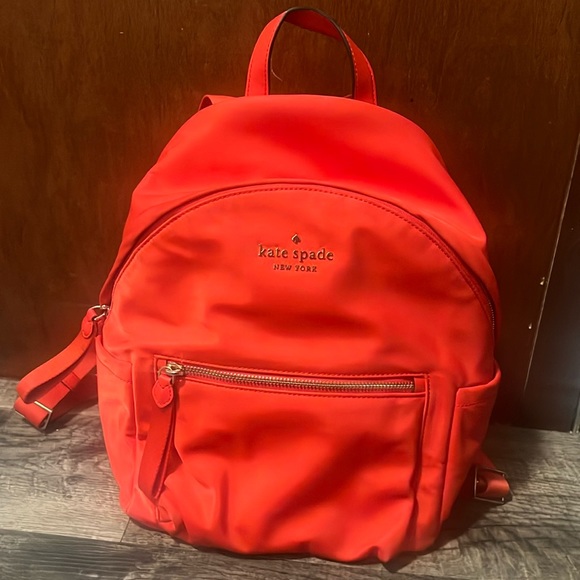 Kate Spade NY Chelsea Medium RED Nylon Shoulder Backpack Bag Tote - USED - Picture 1 of 6